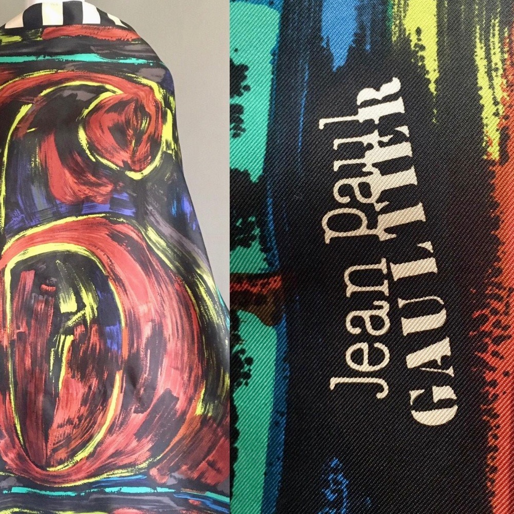 JEAN PAUL GAULTIER large vintage silk foulard - Picture 1 of 2